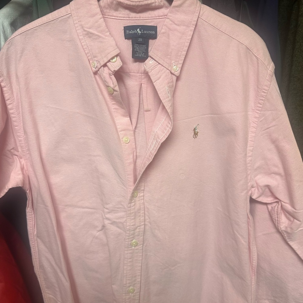 Ralph Lauren Pink Boy’s Size 20 Button Down Shirt